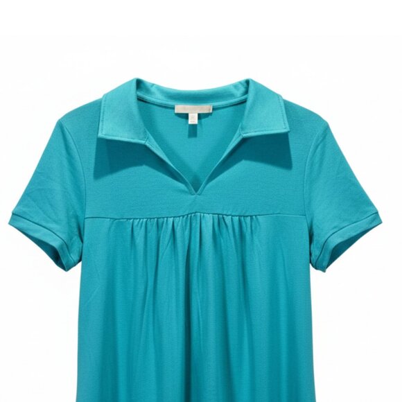 New Women’s Turquoise Collared Casual Top – Size Small - Picture 3 of 5